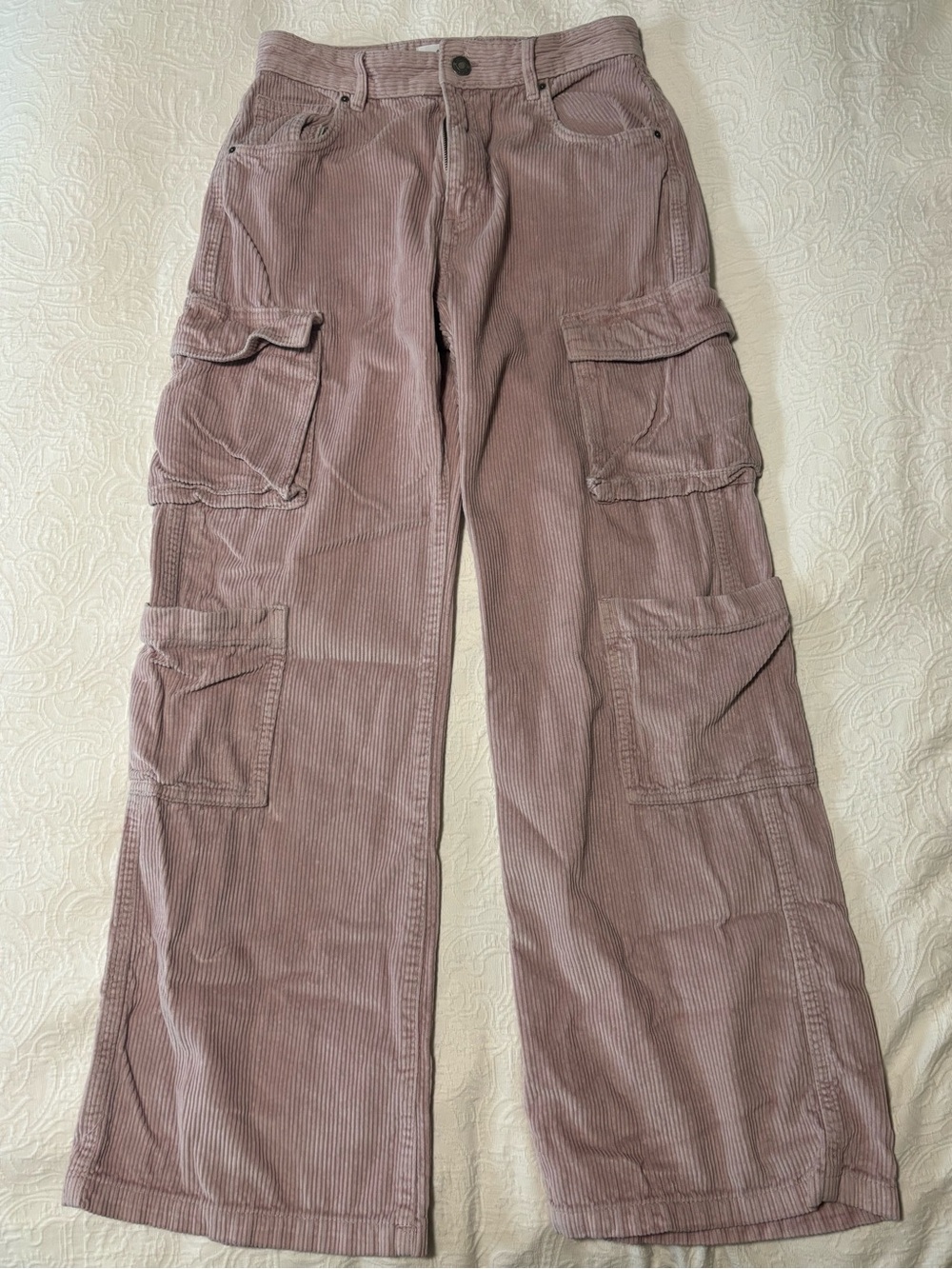 Cotton On Women's wide leg Rose Trousers Cargo style corduroy